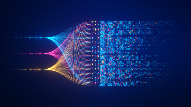 A grahical image depicting machine learning in Ai